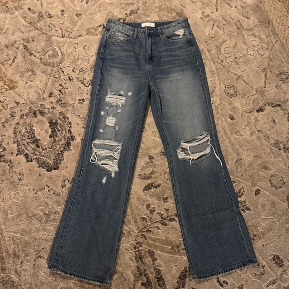 Blue High Rise Jeans with Authentic Denim Texture - Picture 2 of 2